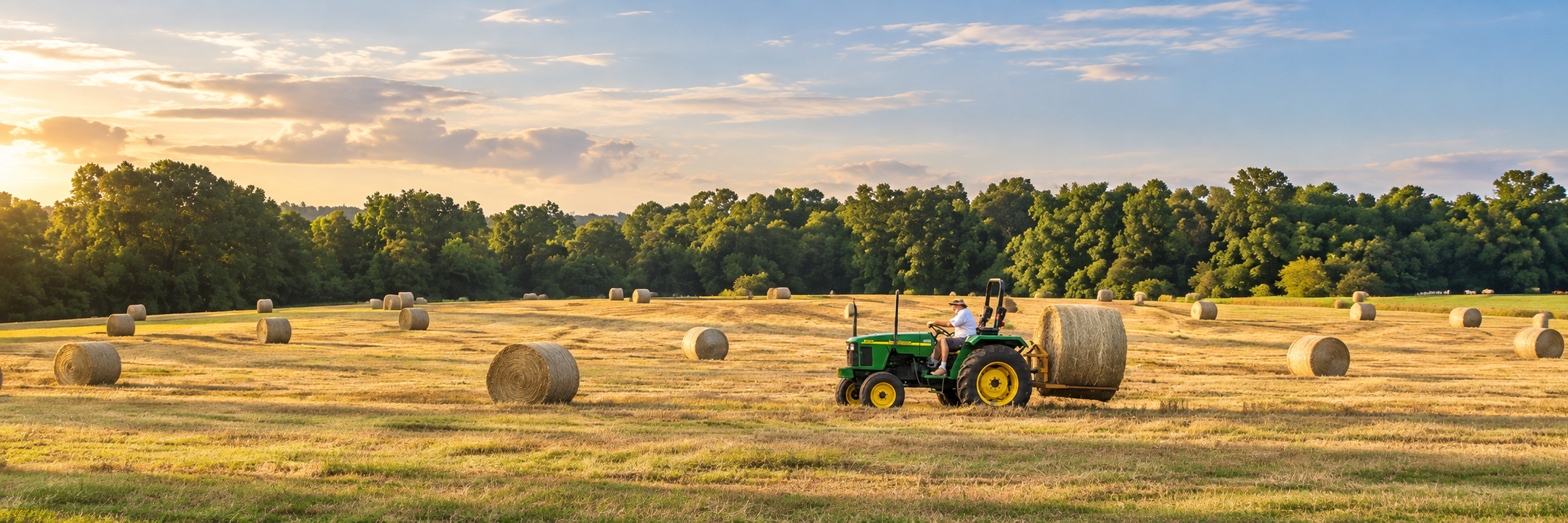 RizzieFarms tractor, field and hay bales