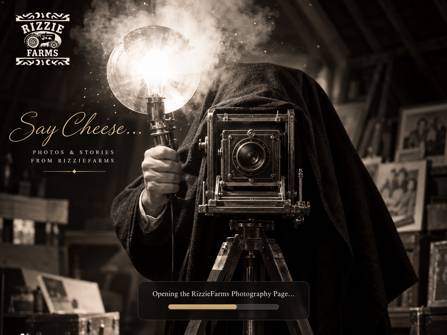 Vintage photographer under a camera cloth