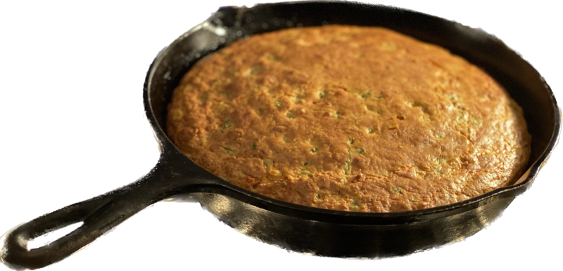Poblano, Bacon and Cheddar Skillet Cornbread