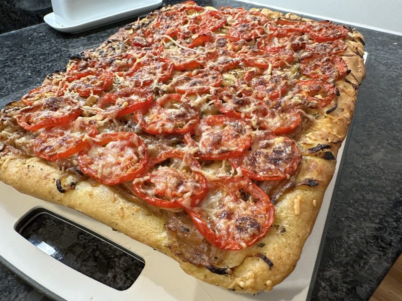 Focaccia Bread with Rosemary, Thyme, Garlic, Onion, and Tomato