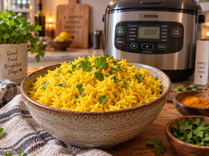 Yellow Turmeric Rice (Rice Cooker Method)