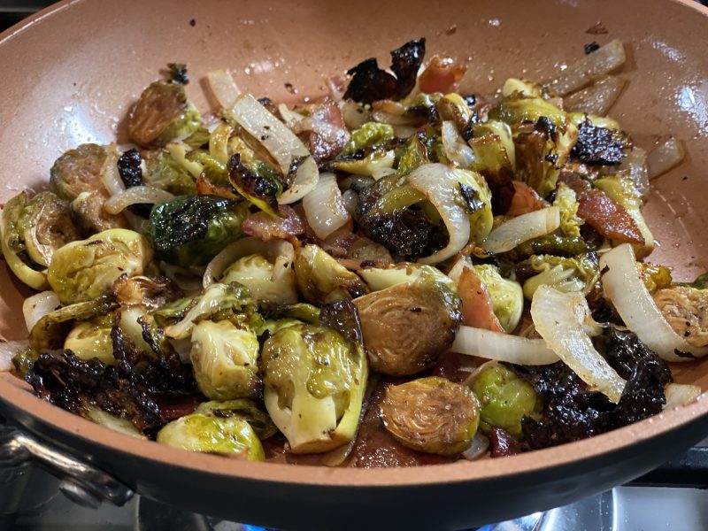 Brussel Sprouts with Vinegar Glazed Red Onions
